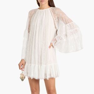 Alice + Olivia Delia Ruffled Corded Lace Mini Dress